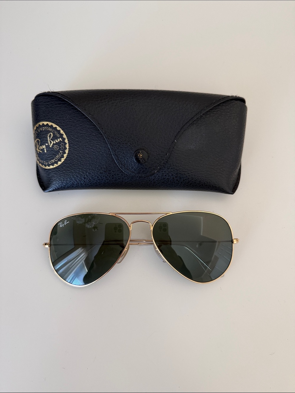Ray-Ban Green Gold Frame Classic Aviator Sunglasses
